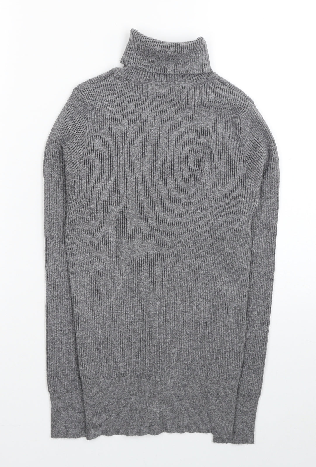TU Womens Grey Roll Neck Viscose Pullover Jumper Size 12 - Ribbed
