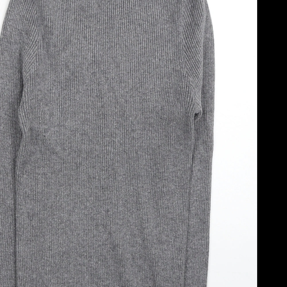 TU Womens Grey Roll Neck Viscose Pullover Jumper Size 12 - Ribbed