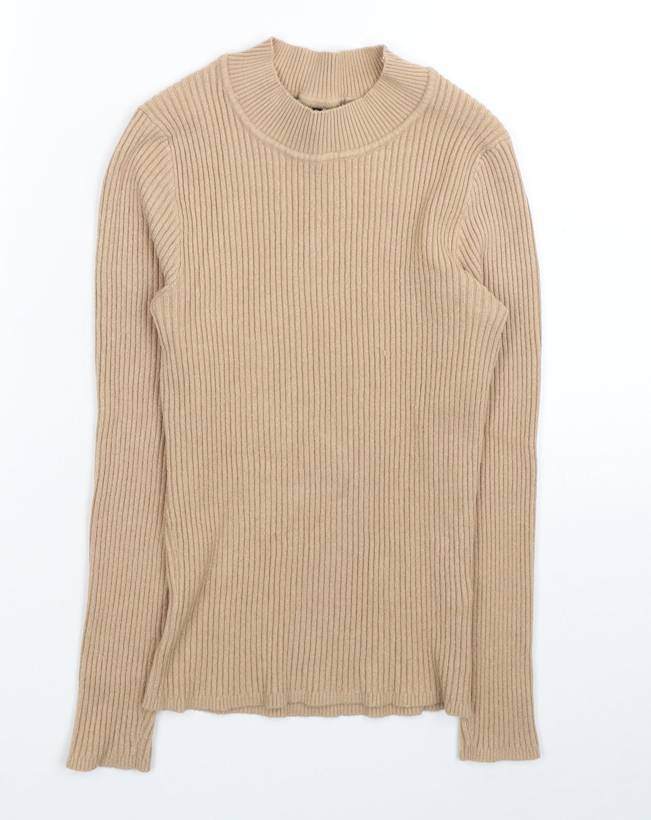 Primark Womens Beige Mock Neck Viscose Pullover Jumper Size 12 - Size 12-14