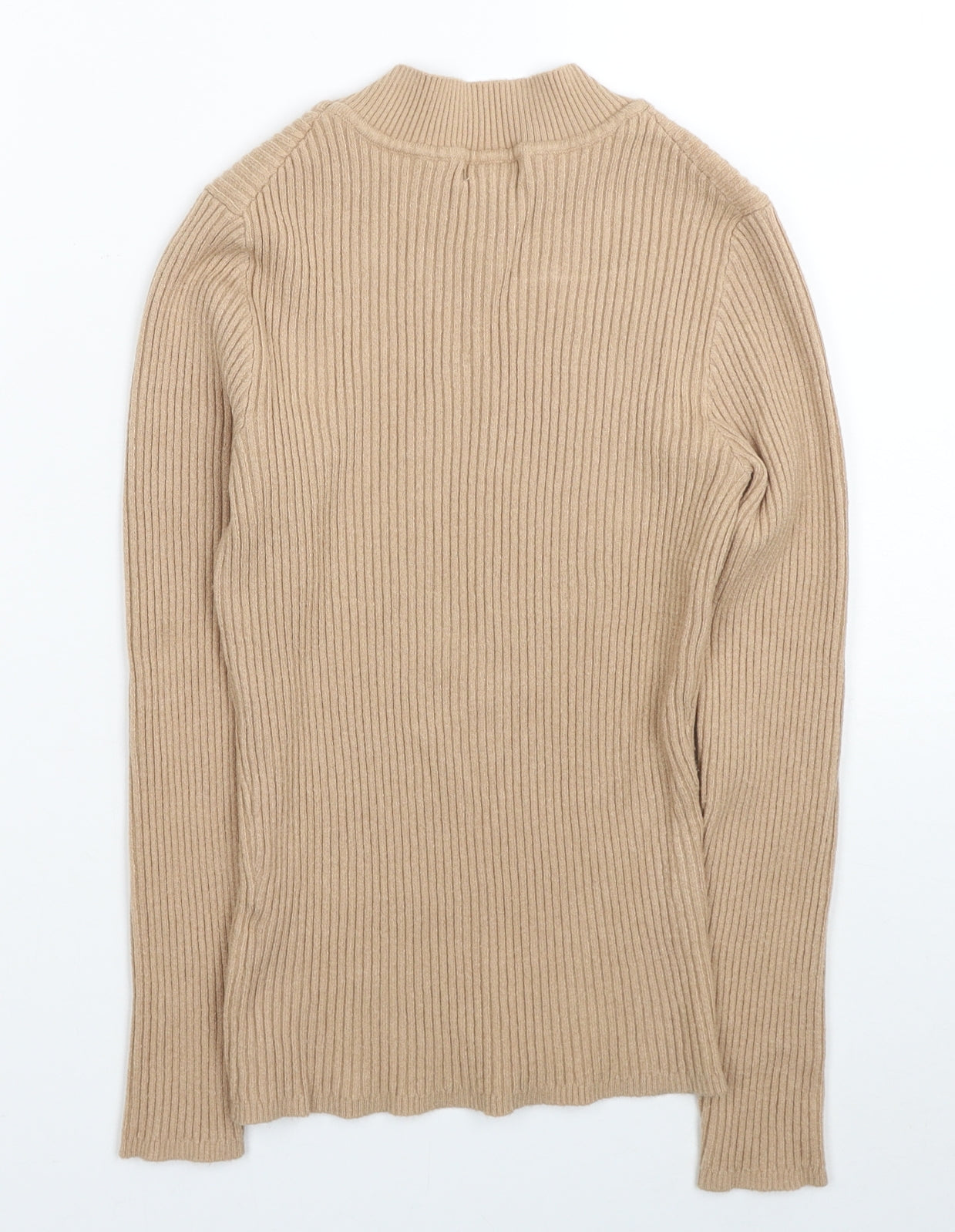 Primark Womens Beige Mock Neck Viscose Pullover Jumper Size 12 - Size 12-14