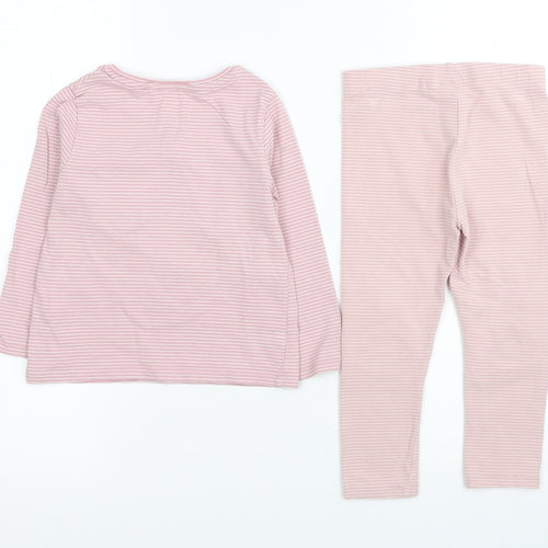 NEXT Girls Pink Striped Cotton Trousers Outfit/Set Size 2-3 Years Pullover - Teddy Bear