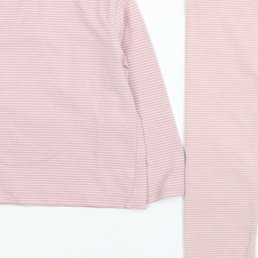 NEXT Girls Pink Striped Cotton Trousers Outfit/Set Size 2-3 Years Pullover - Teddy Bear