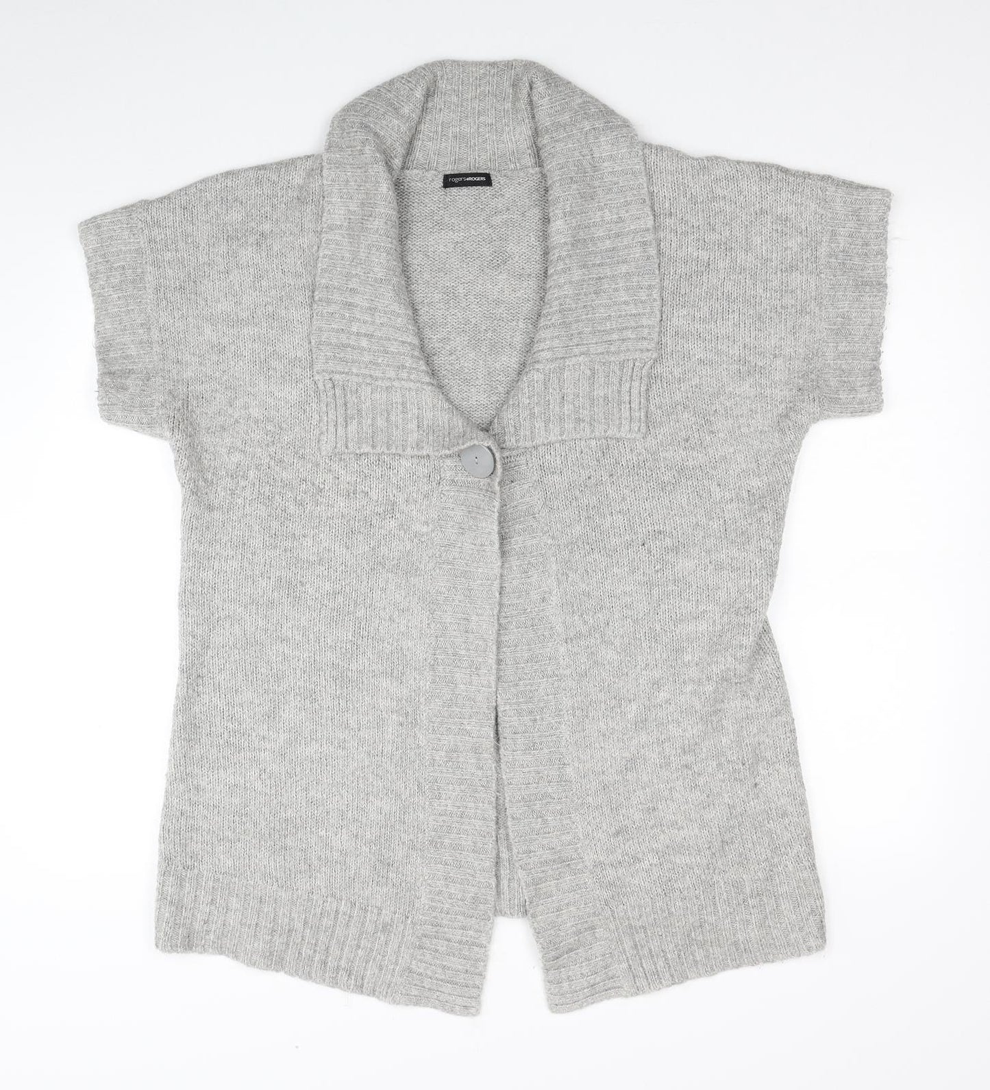 Rogers+Rogers Womens Grey Collared Acrylic Cardigan Jumper Size 18