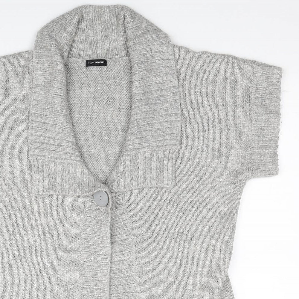 Rogers+Rogers Womens Grey Collared Acrylic Cardigan Jumper Size 18