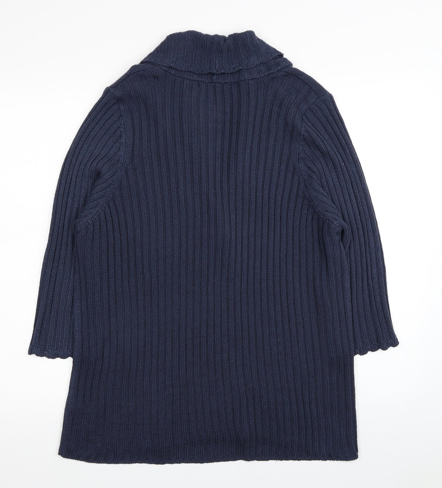 M&Co Womens Blue Collared Acrylic Cardigan Jumper Size 18