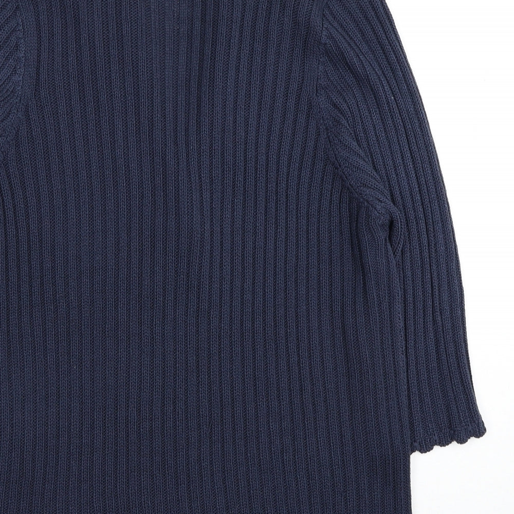 M&Co Womens Blue Collared Acrylic Cardigan Jumper Size 18