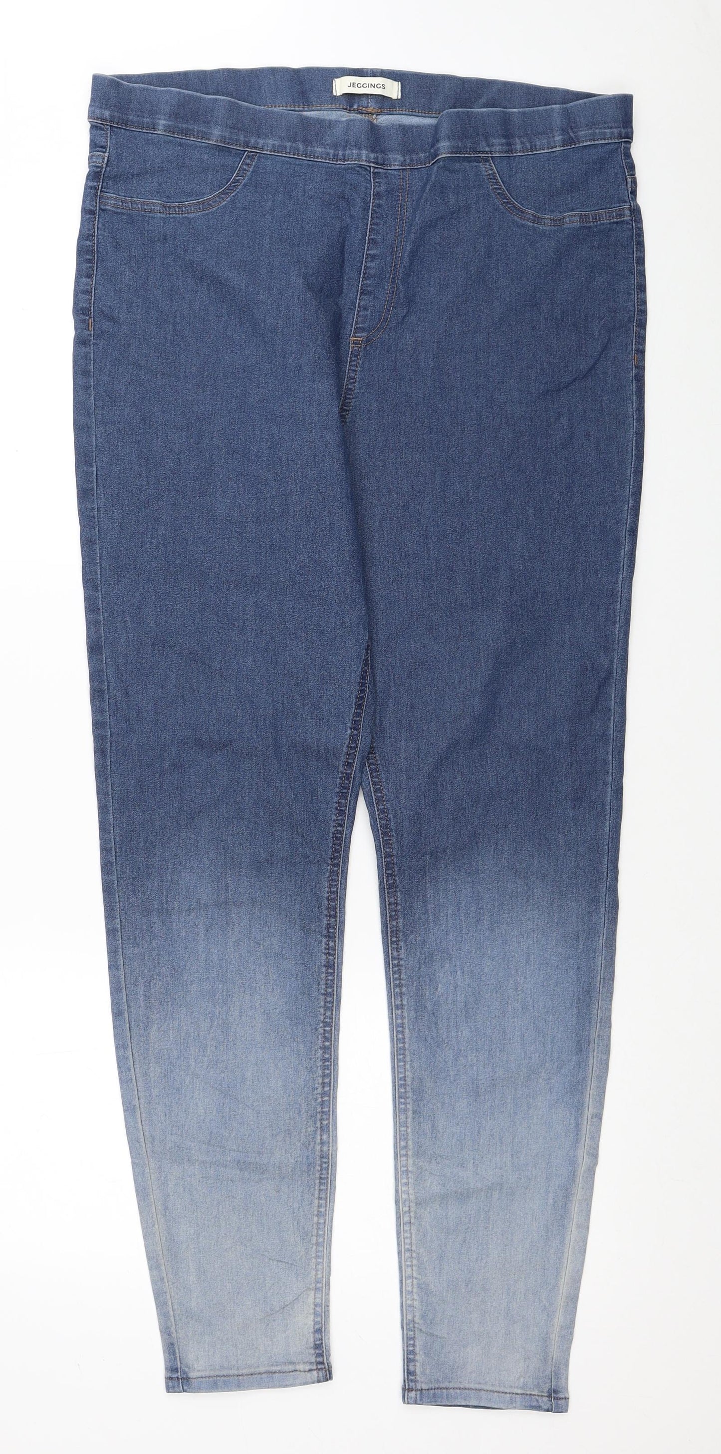 Marks and Spencer Womens Blue Cotton Jegging Jeans Size 18 L30 in Regular - Color Fade Detail