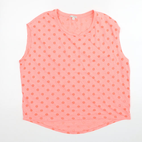 Gap Womens Pink Polka Dot Cotton Basic T-Shirt Size M Scoop Neck