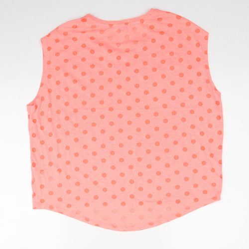 Gap Womens Pink Polka Dot Cotton Basic T-Shirt Size M Scoop Neck
