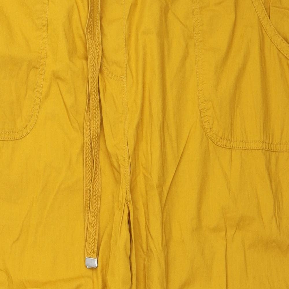 Papaya Womens Yellow Cotton Cropped Trousers Size 18 L21 in Regular Drawstring