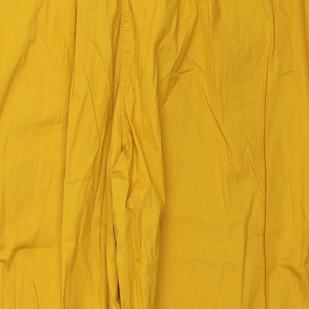 Papaya Womens Yellow Cotton Cropped Trousers Size 18 L21 in Regular Drawstring