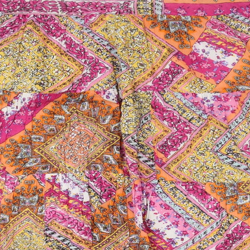 American Living Womens Multicoloured Floral Cotton Pleated Skirt Size M Zip