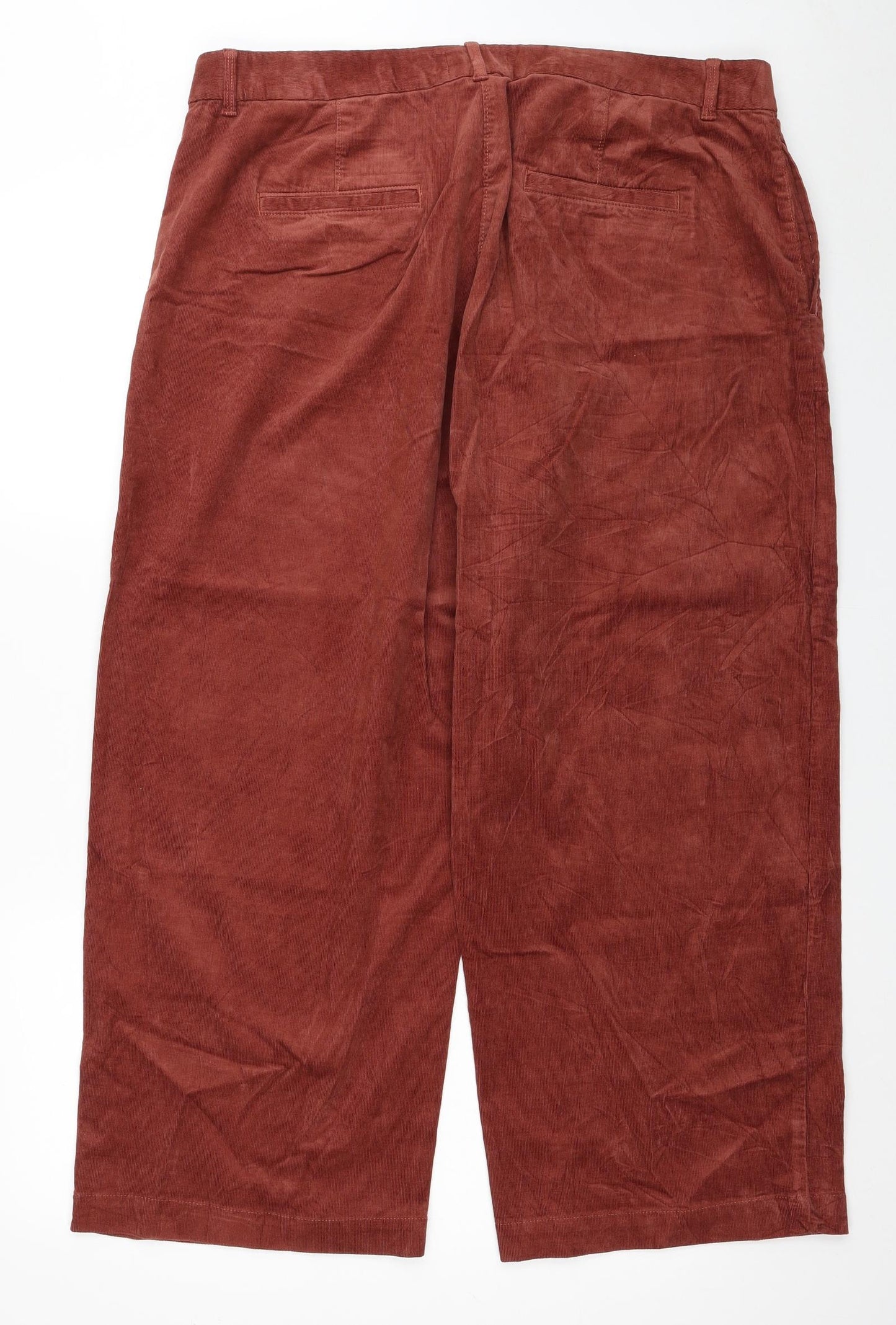 Per Una Womens Red Cotton Straight Jeans Size 20 L25 in Regular Zip