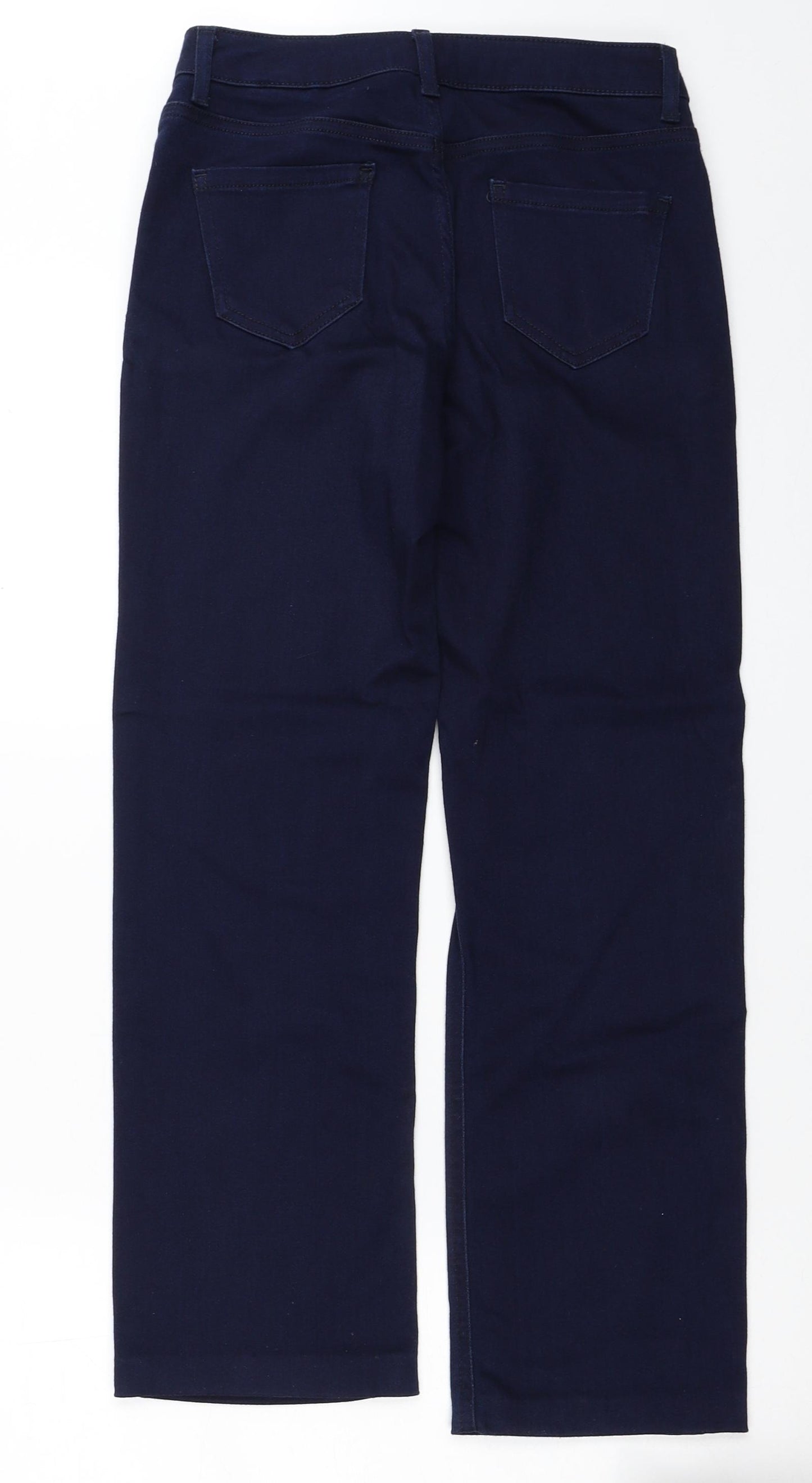 Per Una Womens Blue Cotton Straight Jeans Size 10 L24 in Regular Button