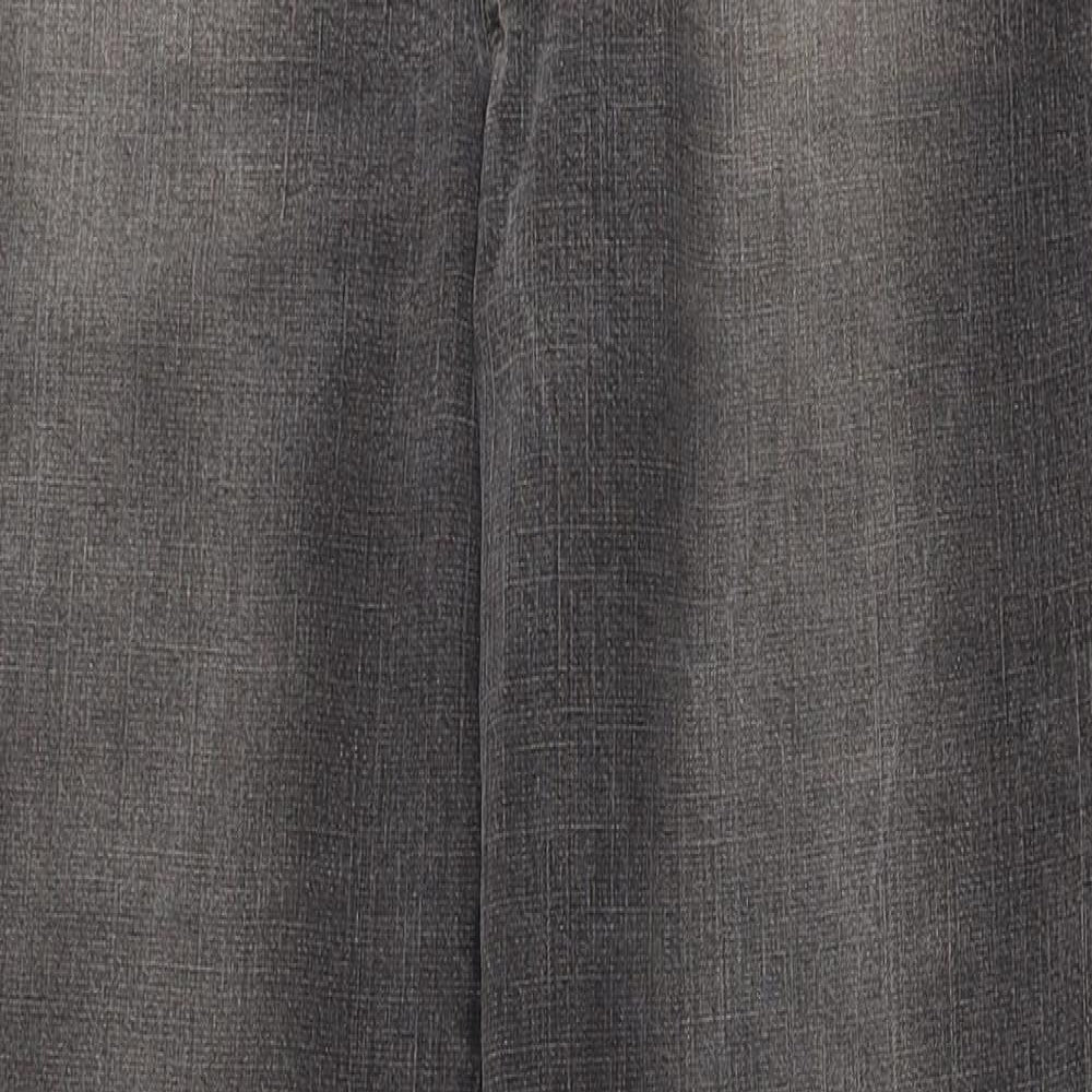 Marks and Spencer Womens Grey Cotton Flared Jeans Size 16 L31 in Regular Zip