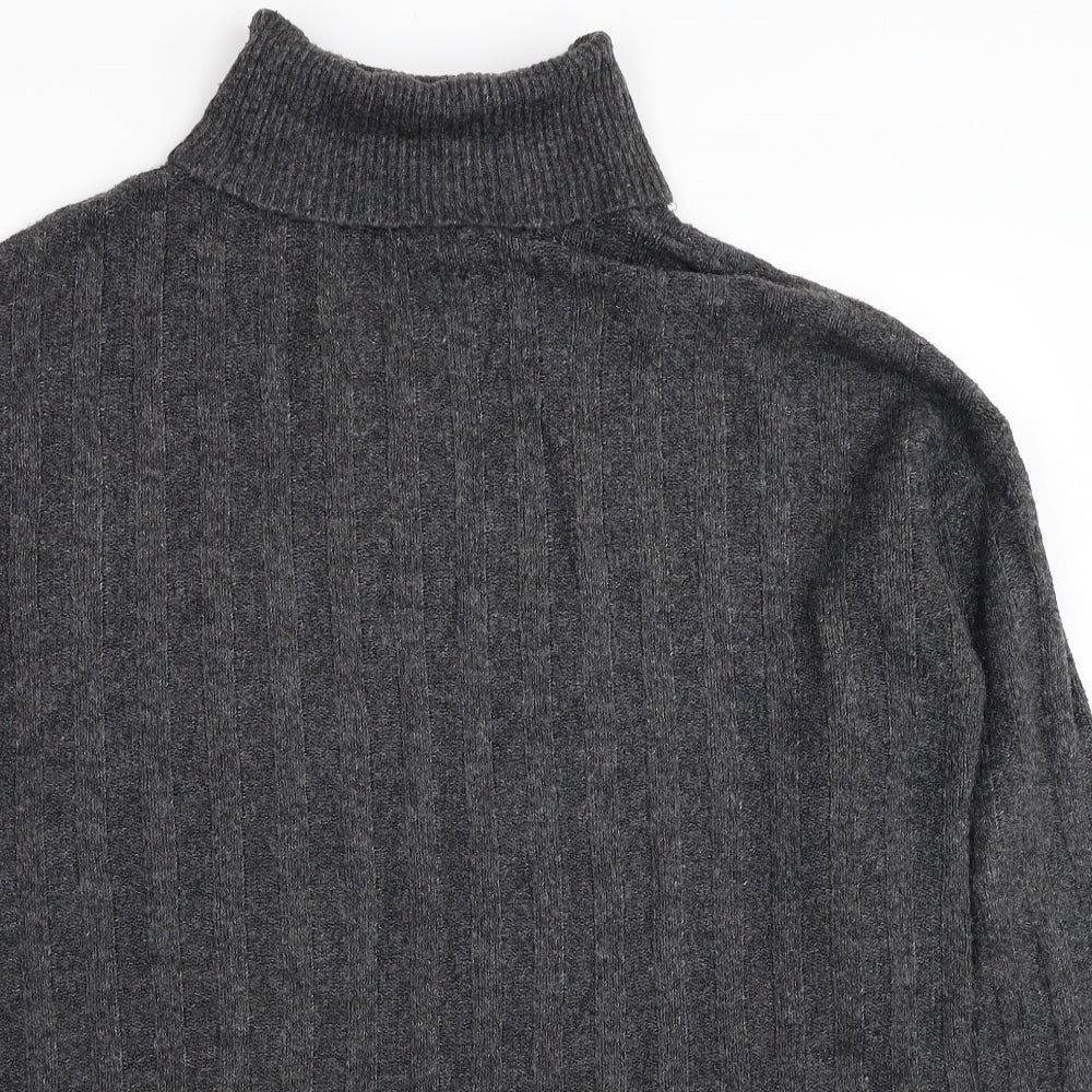 F&F Womens Grey Roll Neck Acrylic Tunic Jumper Size 14