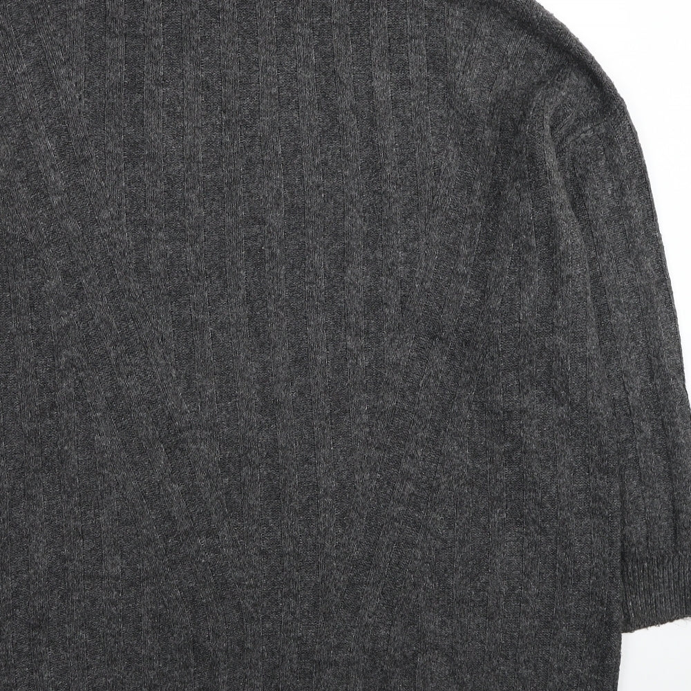 F&F Womens Grey Roll Neck Acrylic Tunic Jumper Size 14