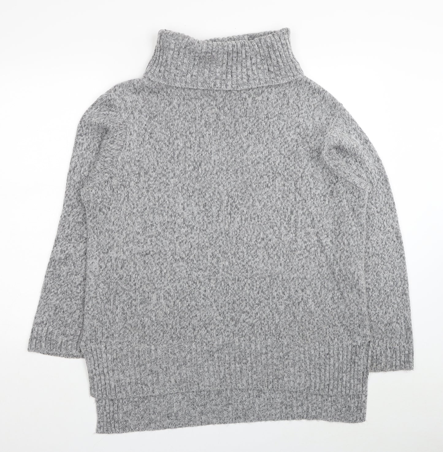 F&F Womens Grey Roll Neck Acrylic Tunic Jumper Size 14