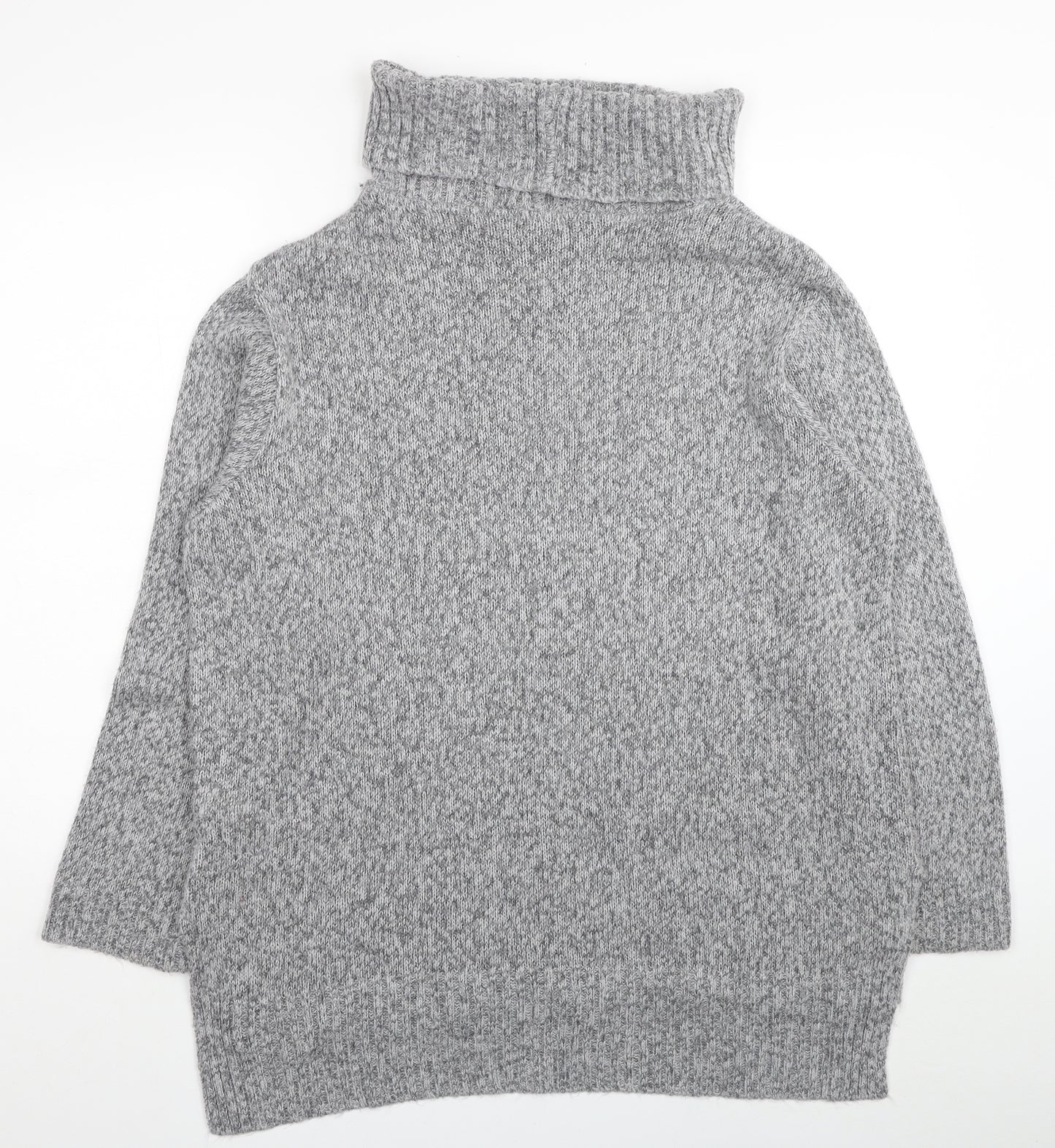 F&F Womens Grey Roll Neck Acrylic Tunic Jumper Size 14