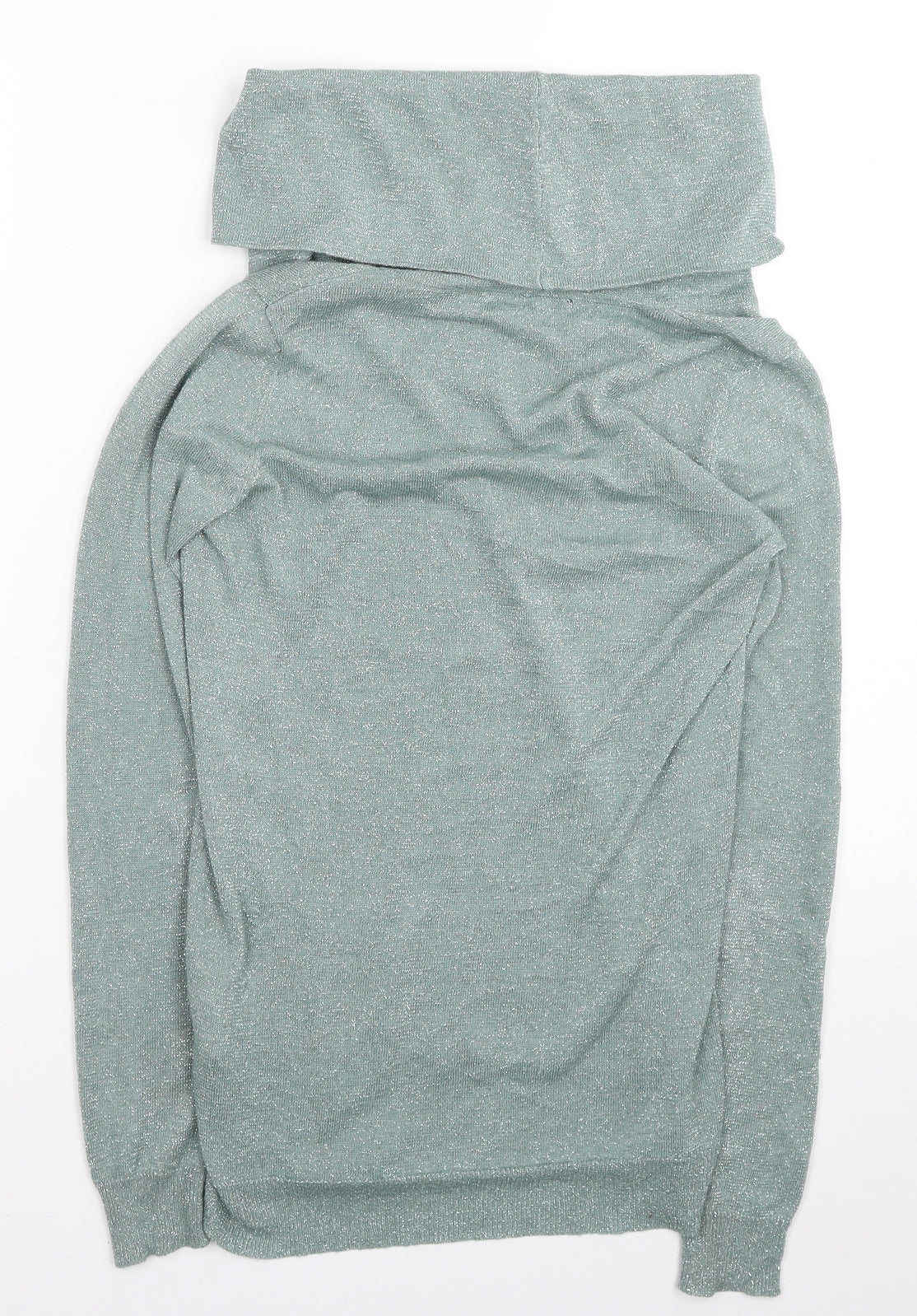 Morgan Womens Silver Roll Neck Acrylic Pullover Jumper Size XS