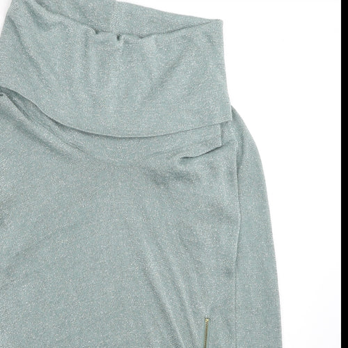 Morgan Womens Silver Roll Neck Acrylic Pullover Jumper Size XS