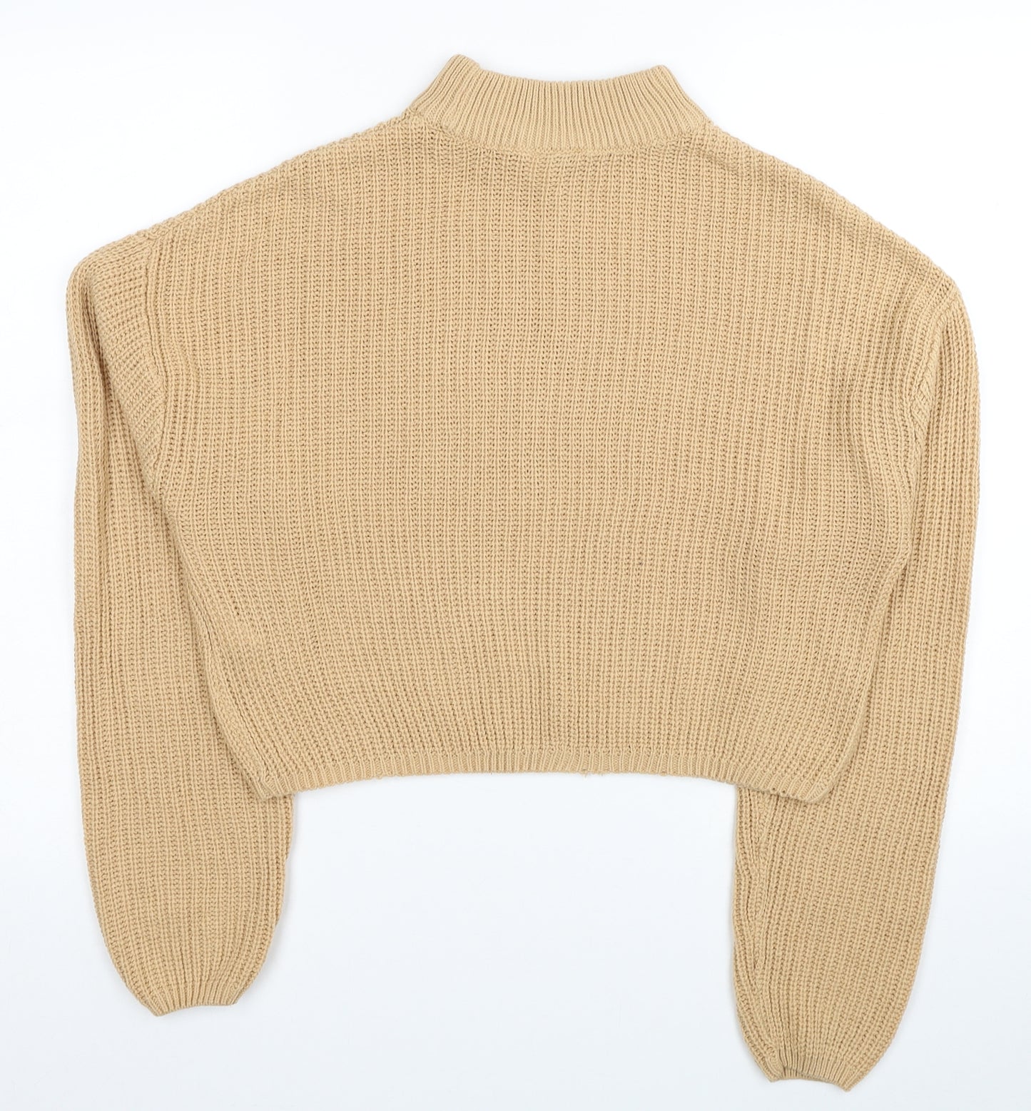H&M Womens Beige Mock Neck Acrylic Pullover Jumper Size S