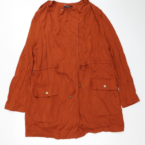 George Womens Brown Parka Jacket Size 14 Tie