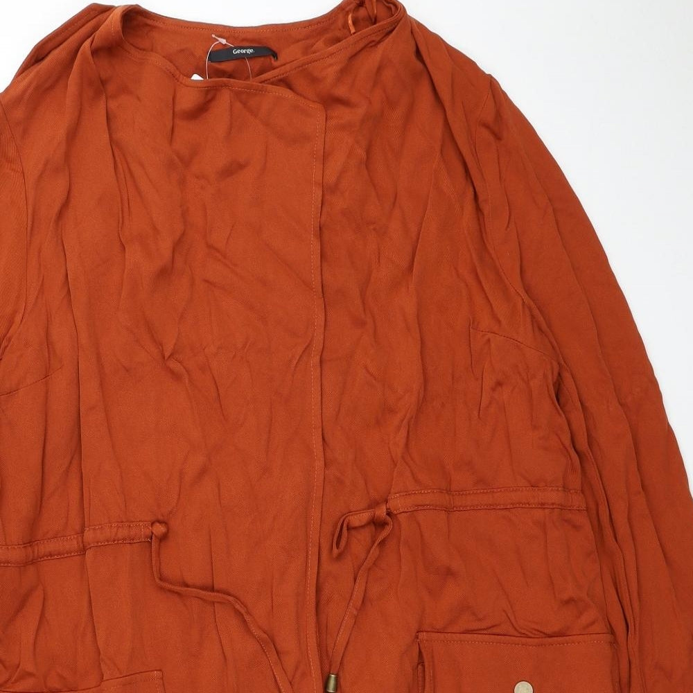 George Womens Brown Parka Jacket Size 14 Tie