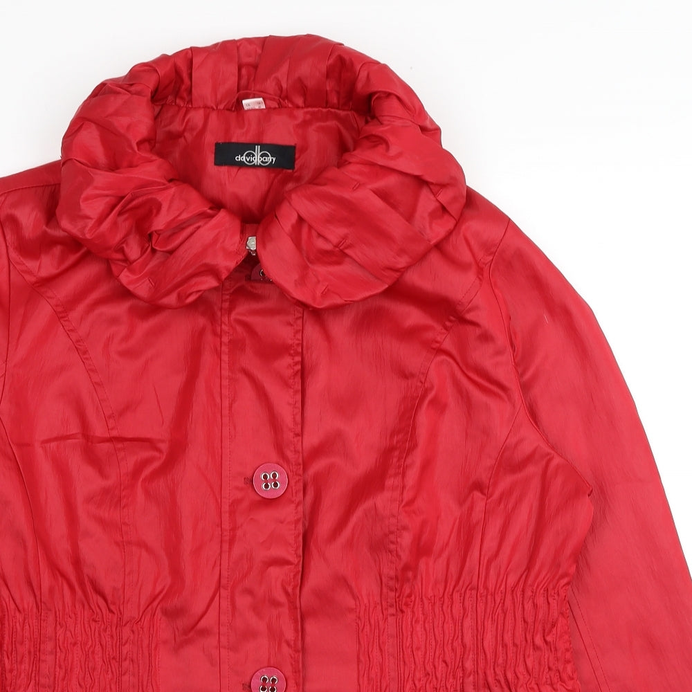 David Barry Womens Red Trench Coat Coat Size 18 Zip
