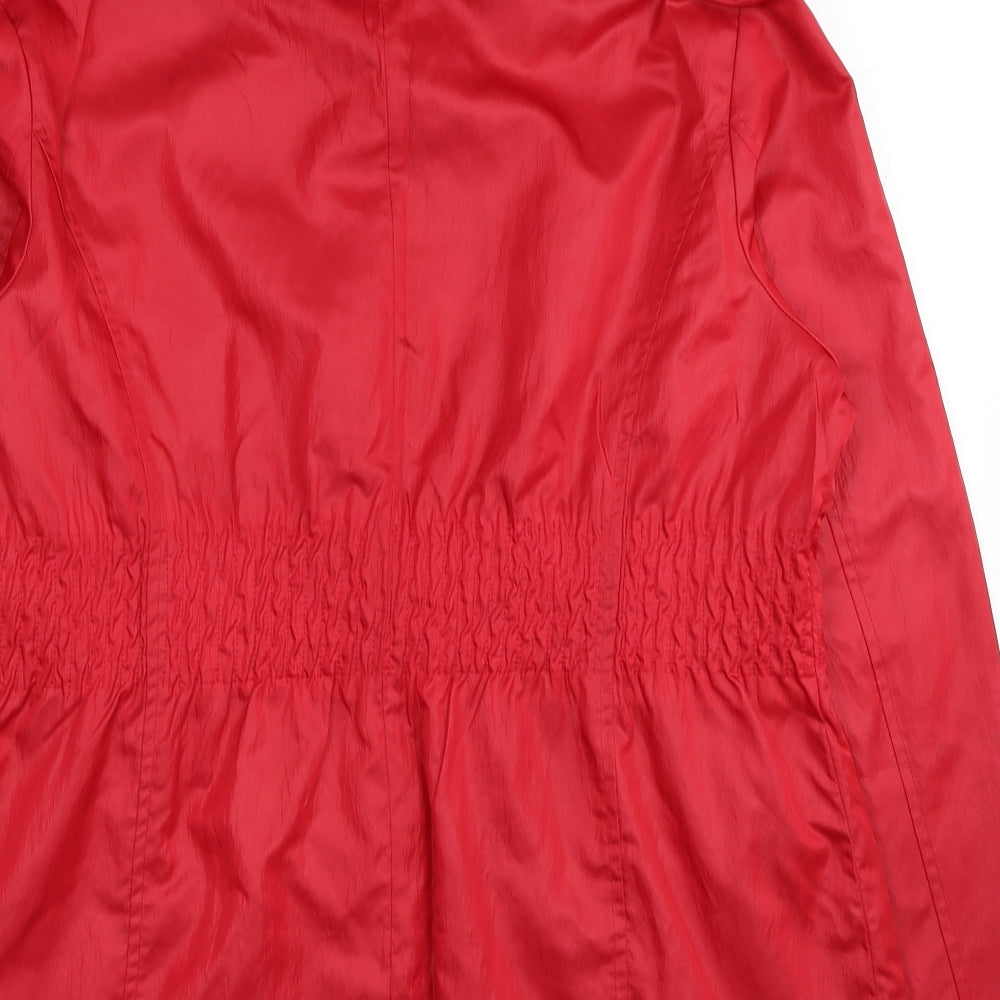 David Barry Womens Red Trench Coat Coat Size 18 Zip