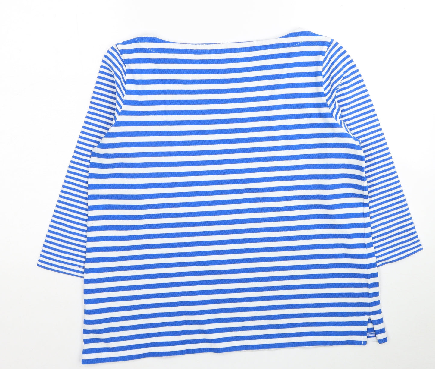 Lands' End Womens Blue Striped Cotton Basic T-Shirt Size 18 Boat Neck