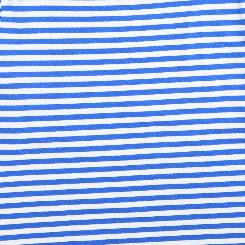 Lands' End Womens Blue Striped Cotton Basic T-Shirt Size 18 Boat Neck