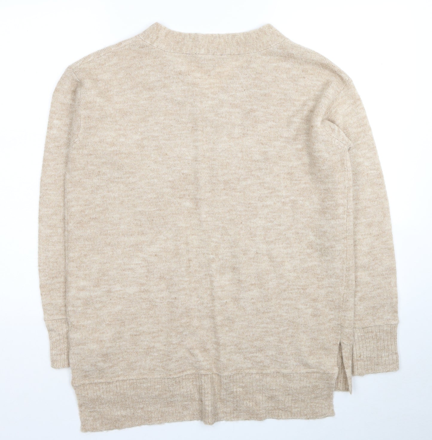Dorothy Perkins Womens Beige V-Neck Acrylic Pullover Jumper Size 12