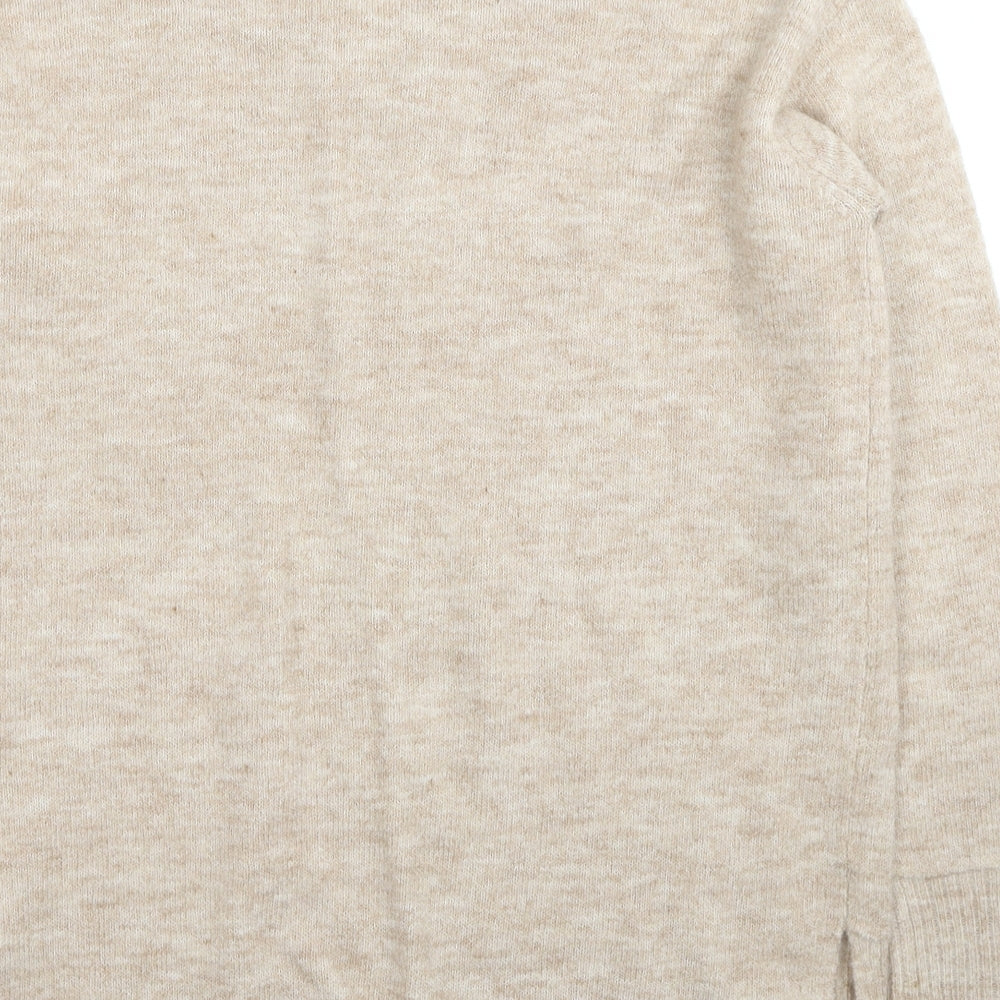 Dorothy Perkins Womens Beige V-Neck Acrylic Pullover Jumper Size 12