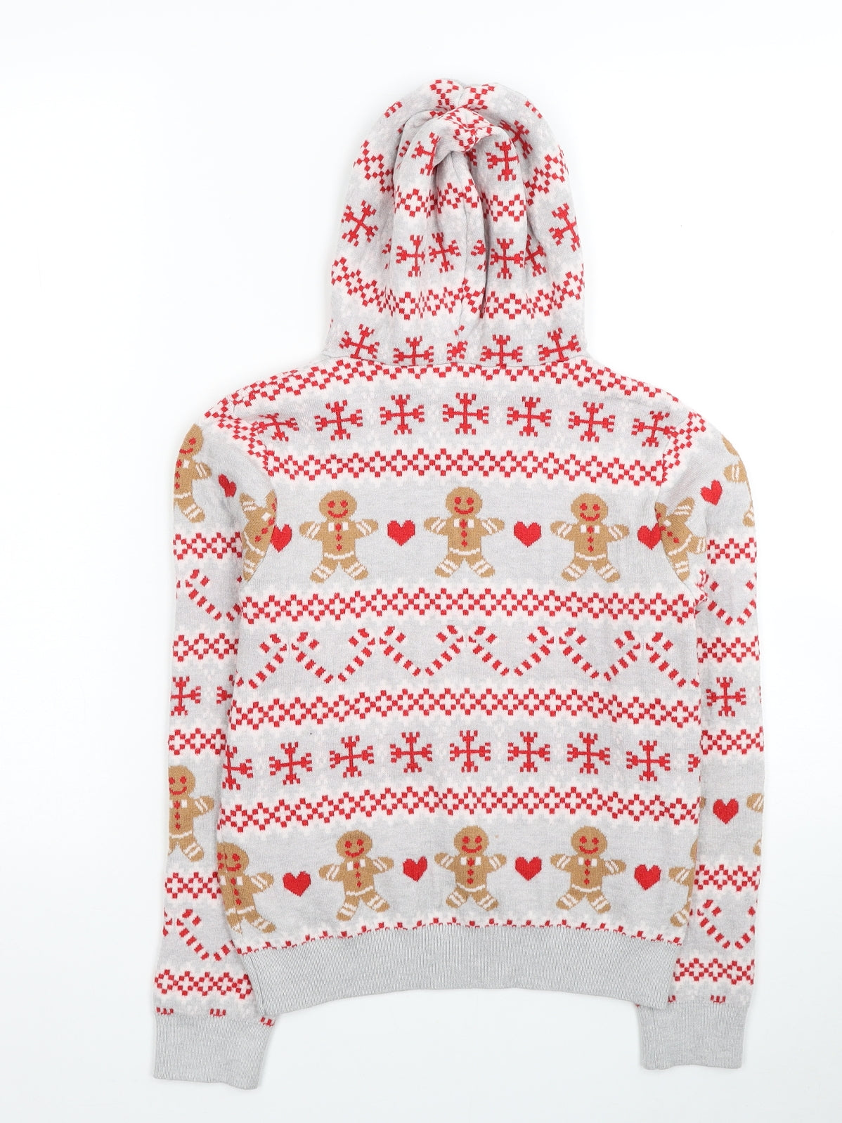 Primark Womens Grey Round Neck Fair Isle Acrylic Pullover Jumper Size 6 - Size 6-8 Christmas Icons