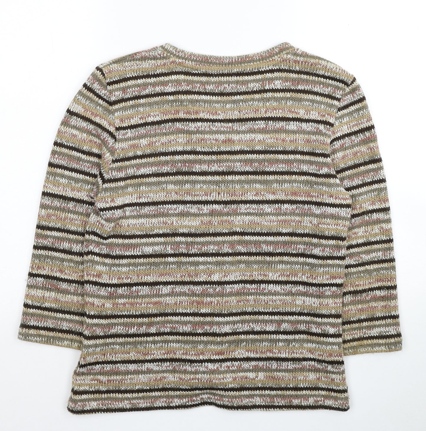 Per Una Womens Beige Round Neck Polka Dot Acrylic Cardigan Jumper Size M