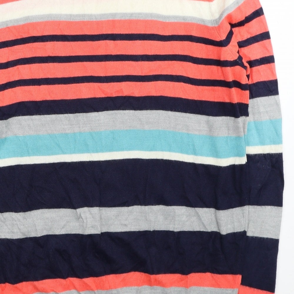 Maine Womens Multicoloured Round Neck Striped Acrylic Pullover Jumper Size 14