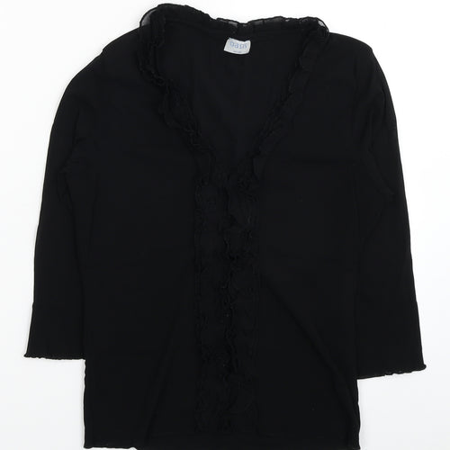 Oasis Womens Black Polyester Basic Blouse Size 14 V-Neck