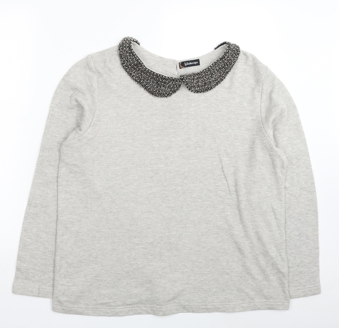 Kaleidoscope Womens Grey Cotton Pullover Sweatshirt Size 18 Pullover - Embellished Collar