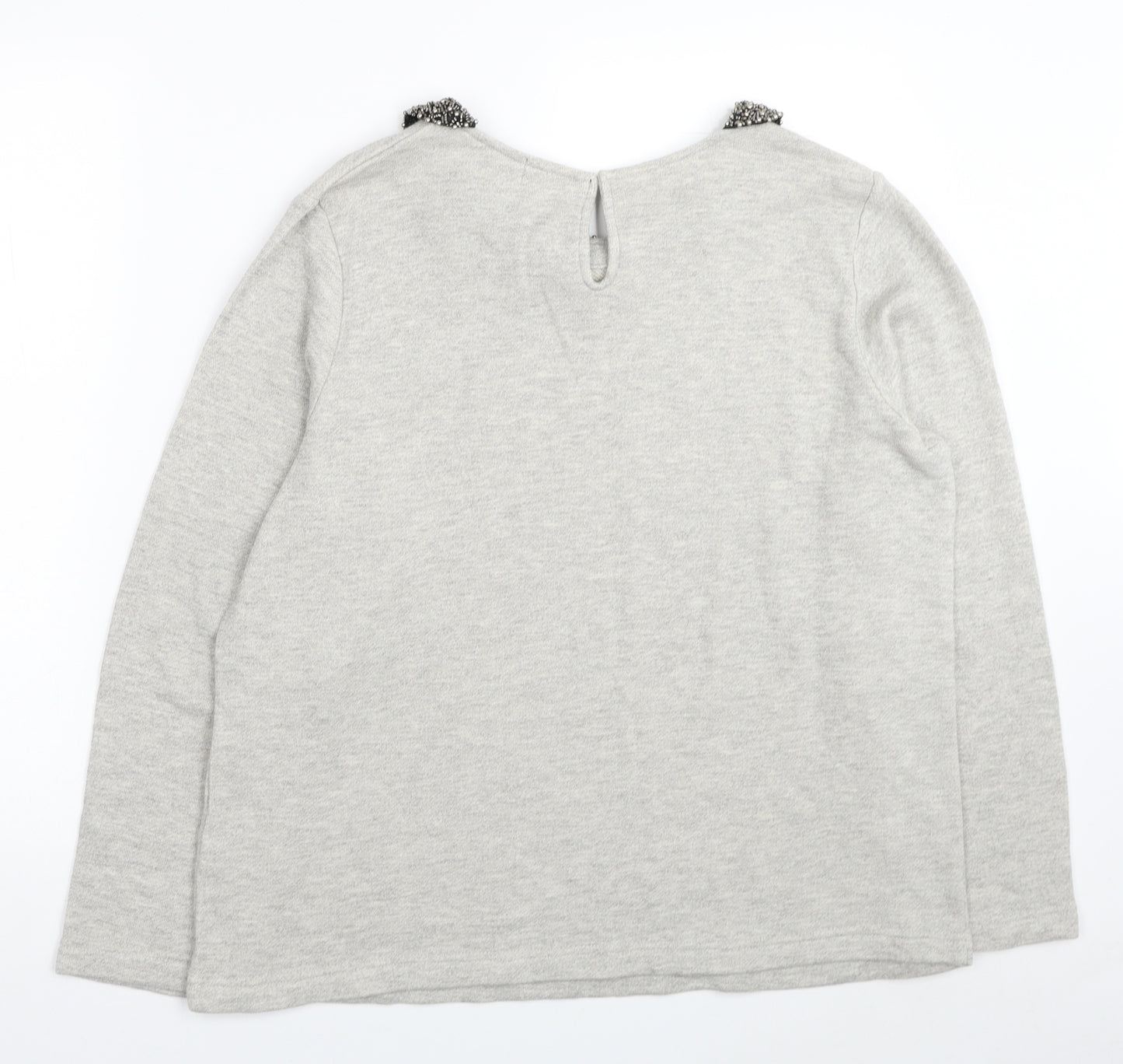 Kaleidoscope Womens Grey Cotton Pullover Sweatshirt Size 18 Pullover - Embellished Collar