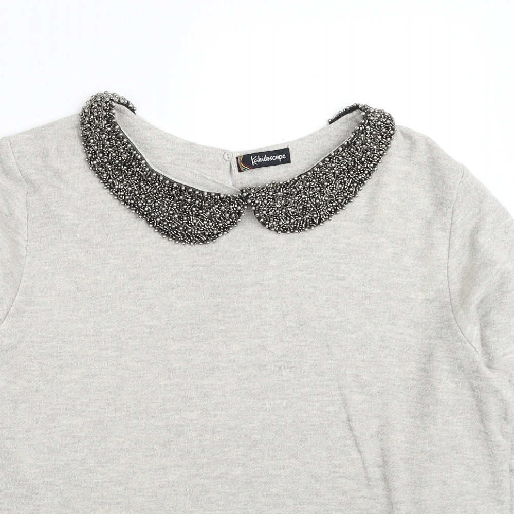 Kaleidoscope Womens Grey Cotton Pullover Sweatshirt Size 18 Pullover - Embellished Collar