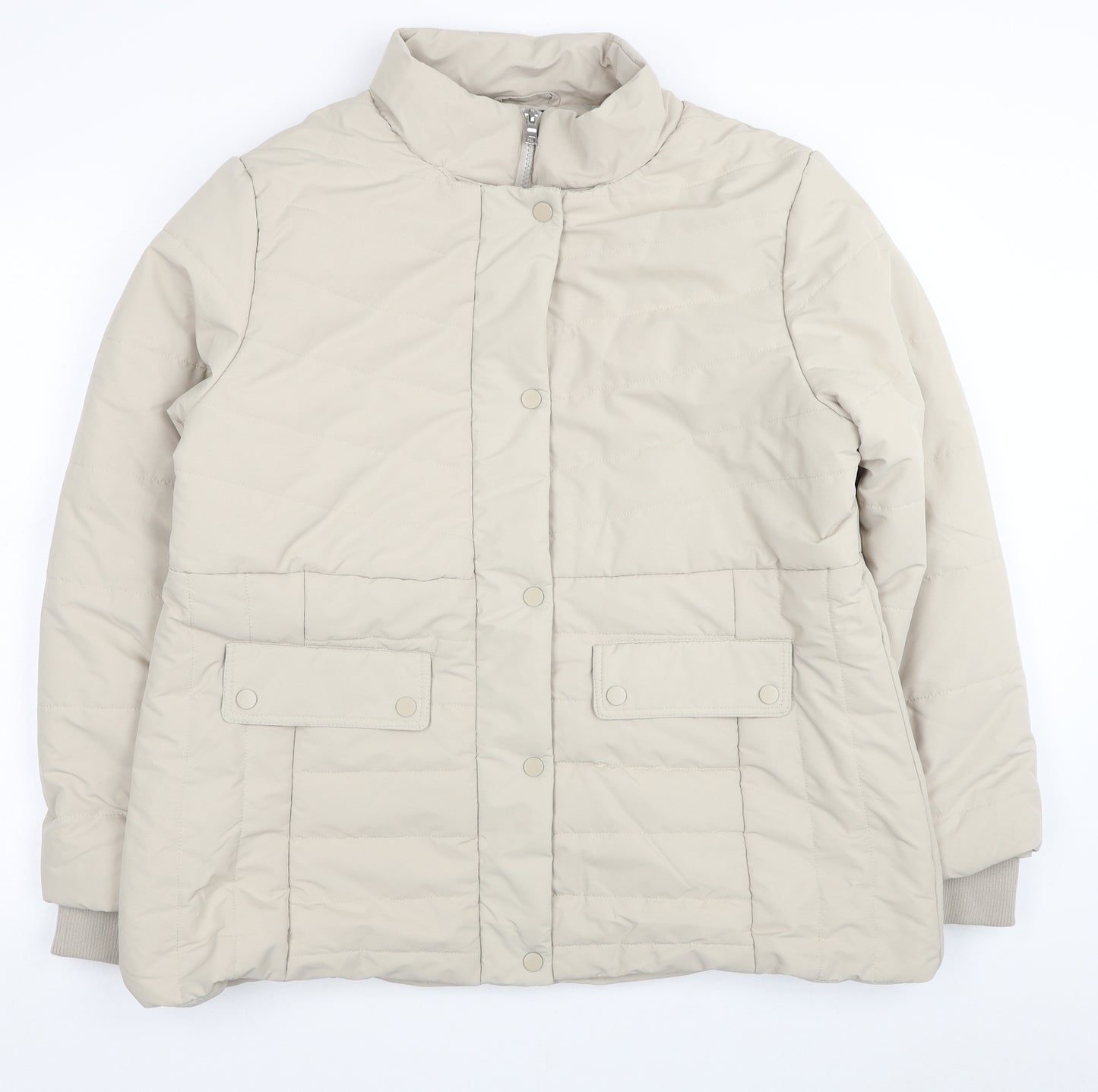 Cotton Traders Womens Beige Puffer Jacket Coat Size 18 Zip