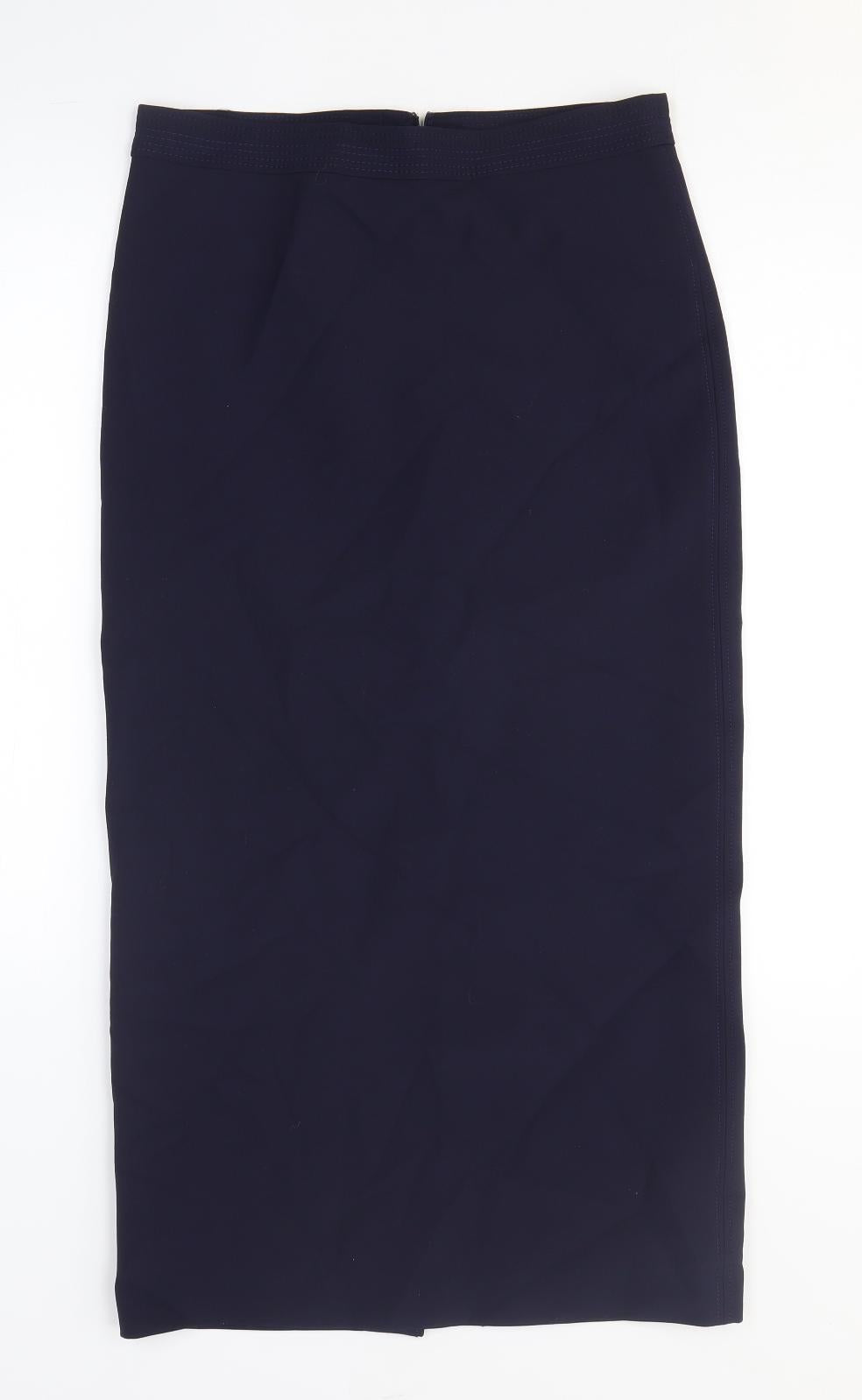 Zara Womens Blue Polyester Straight & Pencil Skirt Size M Zip