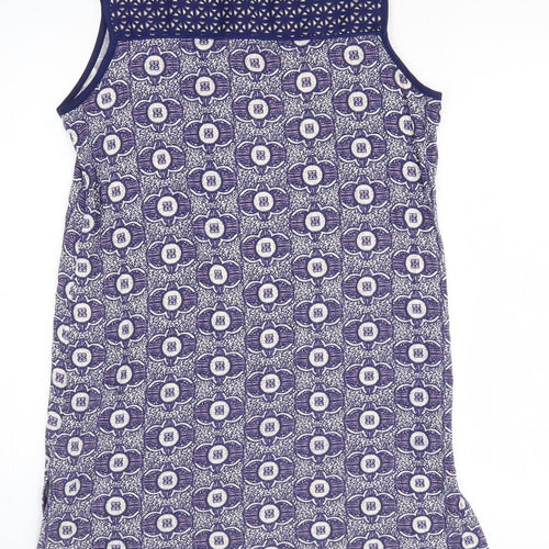 NEXT Womens Blue Geometric Viscose Tank Dress Size 12 V-Neck Pullover