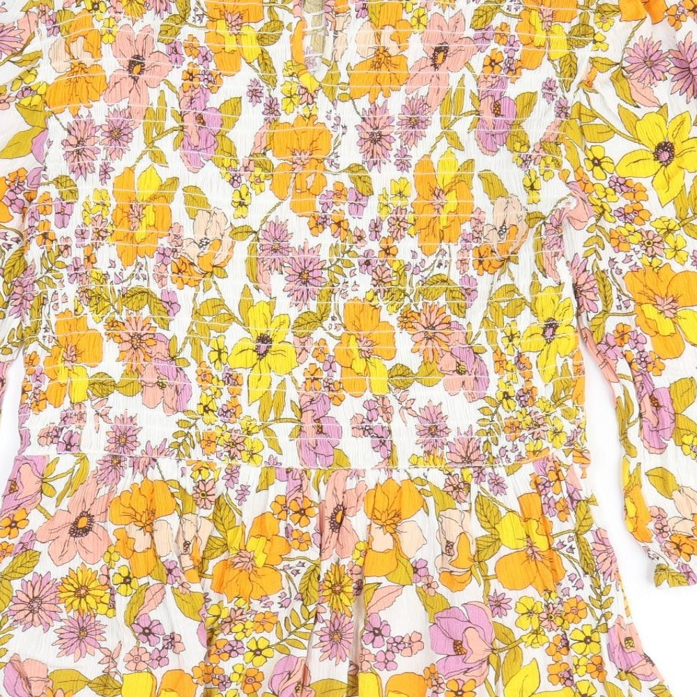 TU Womens Multicoloured Floral Viscose Mini Size 10 Round Neck Pullover