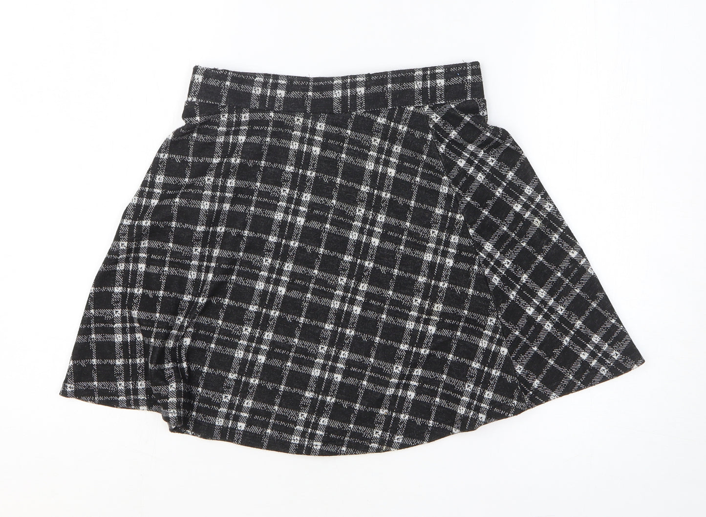 George Girls Black Plaid Polyester Skater Skirt Size 11-12 Years Regular