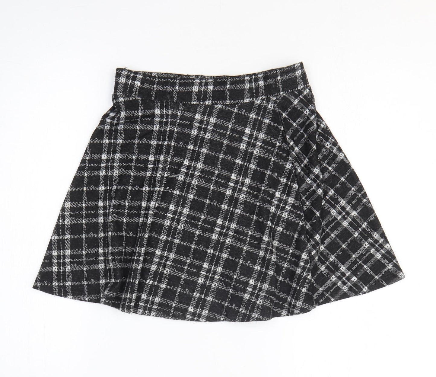 George Girls Black Plaid Polyester Skater Skirt Size 11-12 Years Regular
