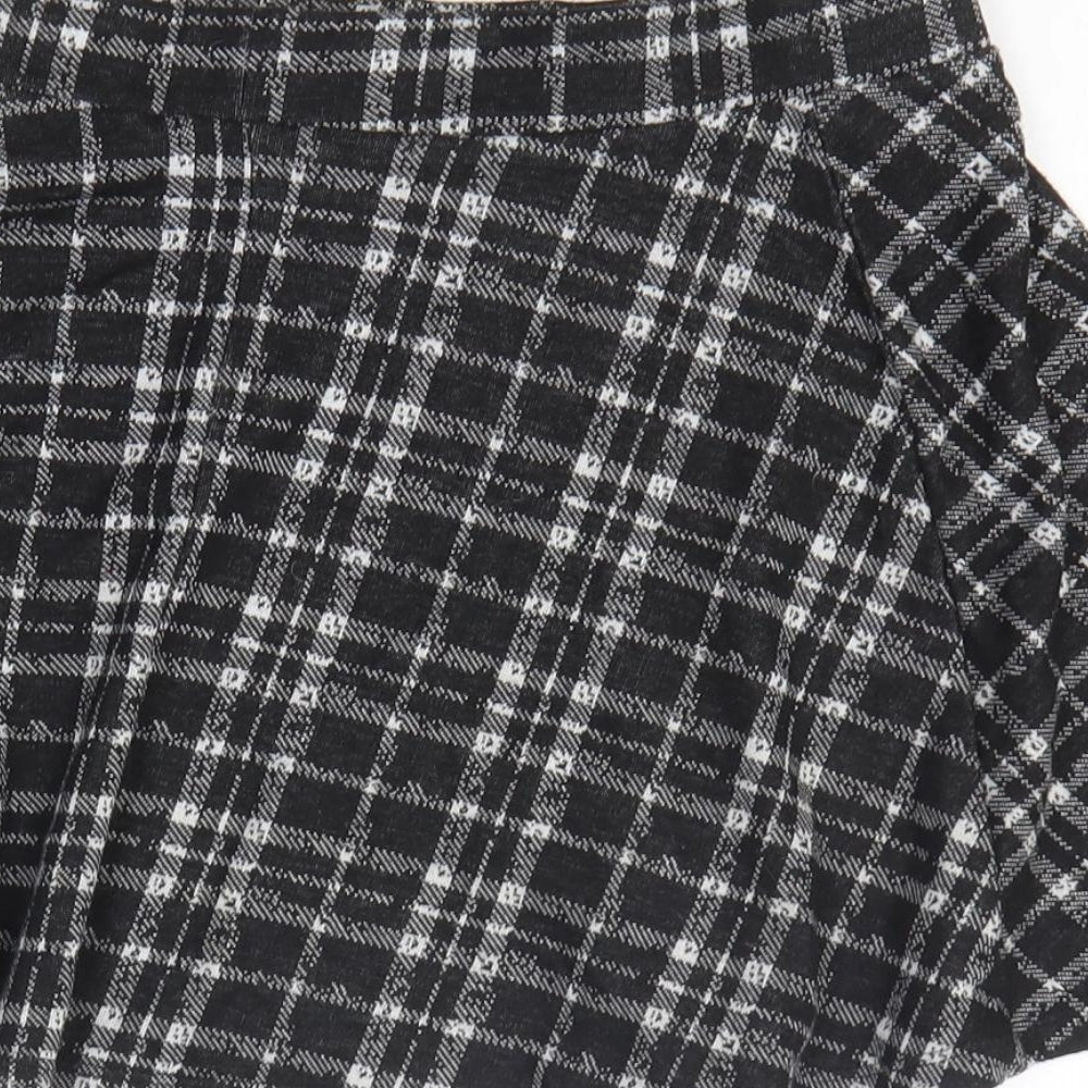 George Girls Black Plaid Polyester Skater Skirt Size 11-12 Years Regular