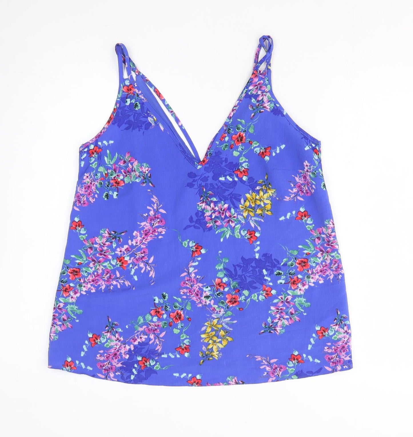 Primark Womens Blue Floral Polyester Camisole Tank Size 10 V-Neck