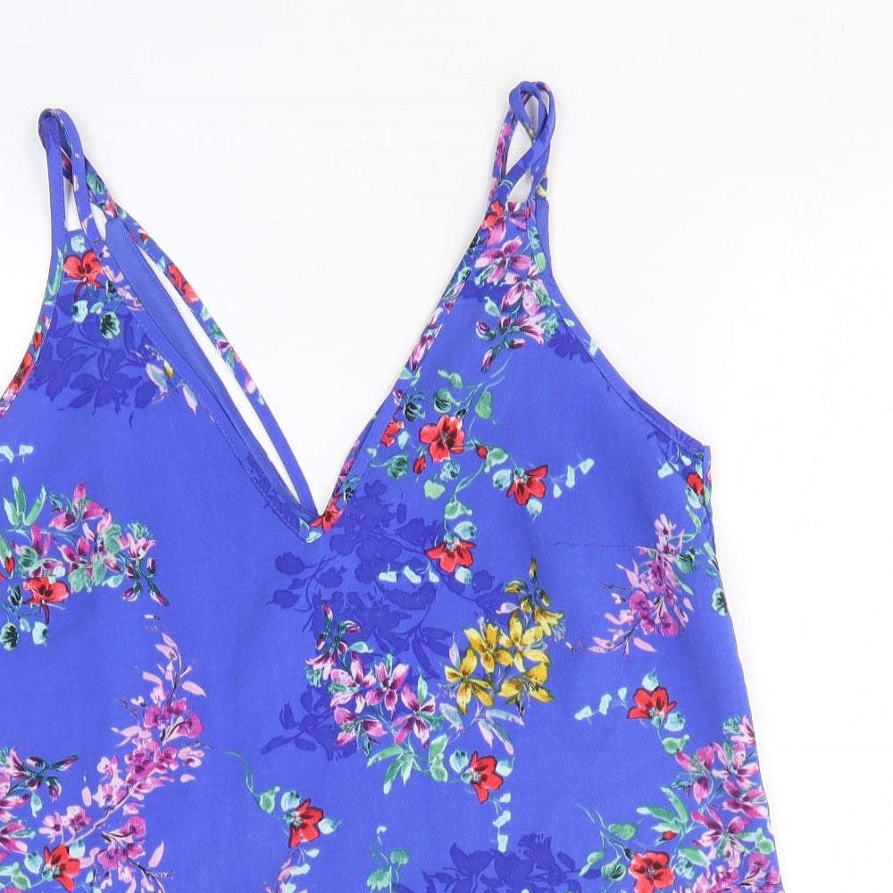 Primark Womens Blue Floral Polyester Camisole Tank Size 10 V-Neck
